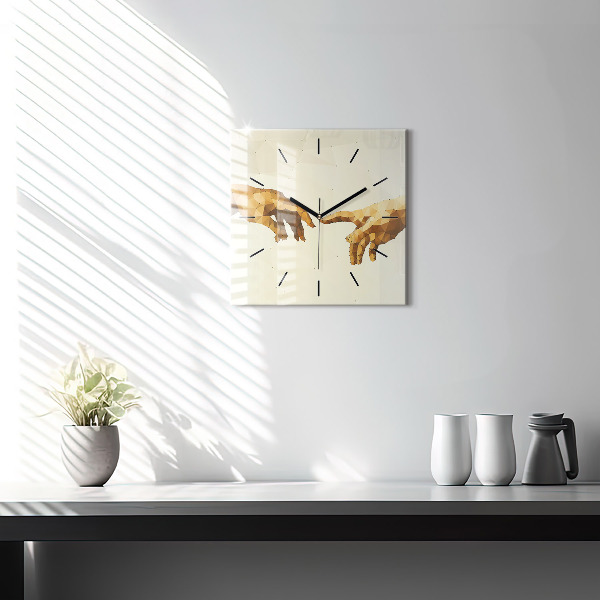 Square glass wall clock Creation of Adam