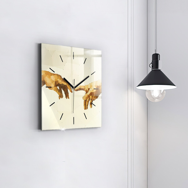 Square glass wall clock Creation of Adam