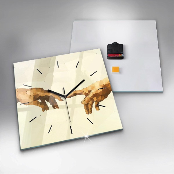 Square glass wall clock Creation of Adam