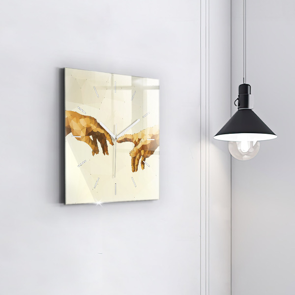 Square glass wall clock Creation of Adam