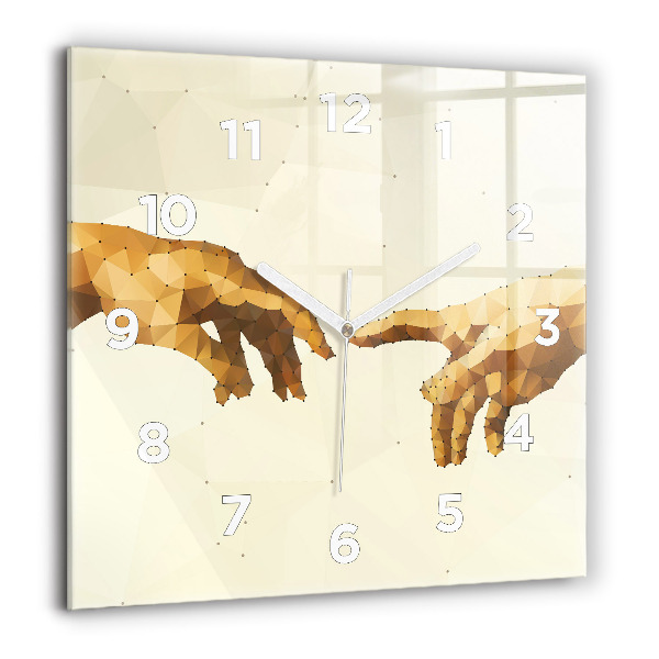 Square glass wall clock Creation of Adam