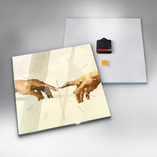 Square glass wall clock Creation of Adam