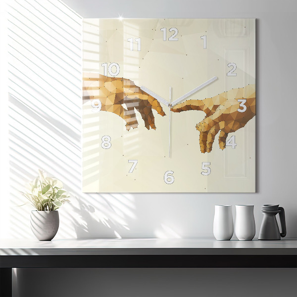 Square glass wall clock Creation of Adam