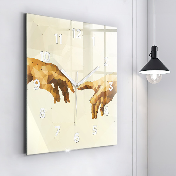 Square glass wall clock Creation of Adam