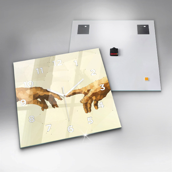 Square glass wall clock Creation of Adam