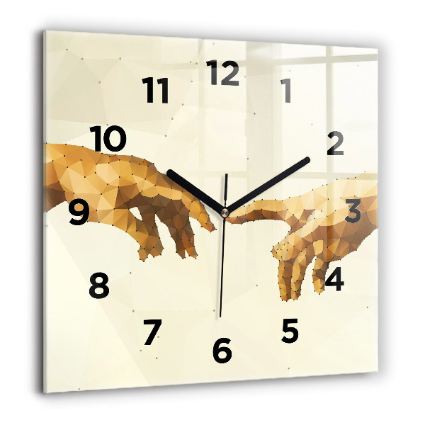 Square glass wall clock Creation of Adam