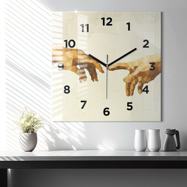 Square glass wall clock Creation of Adam