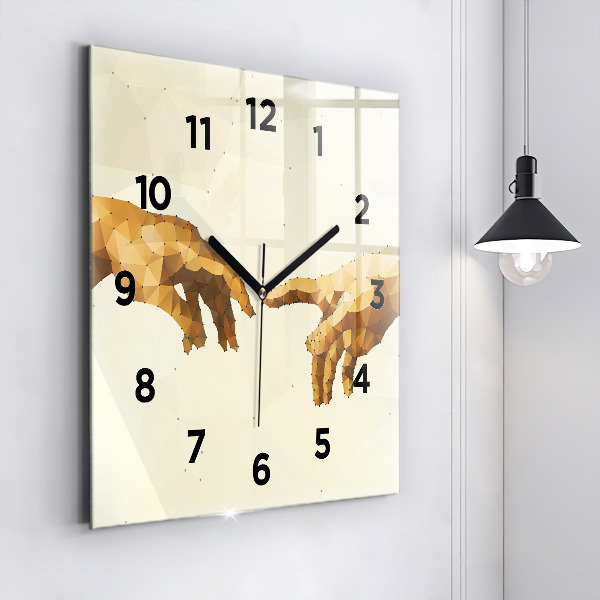 Square glass wall clock Creation of Adam