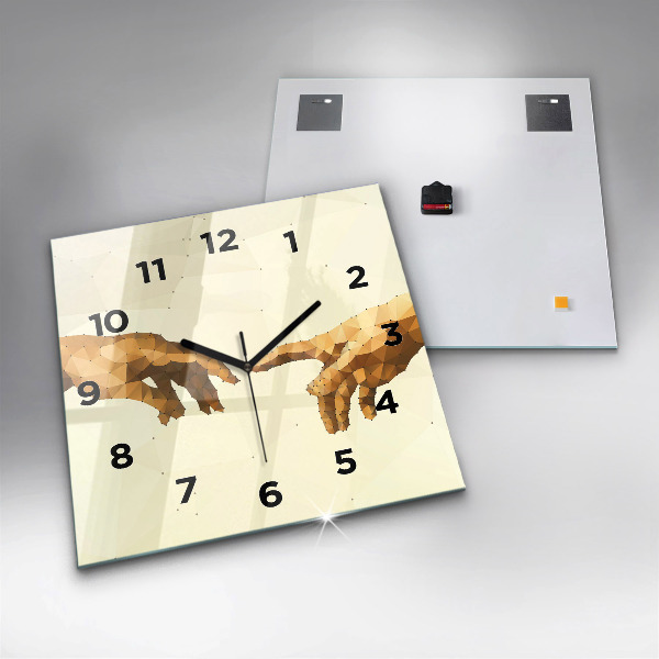 Square glass wall clock Creation of Adam