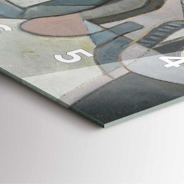 Square glass wall clock Abstract painting