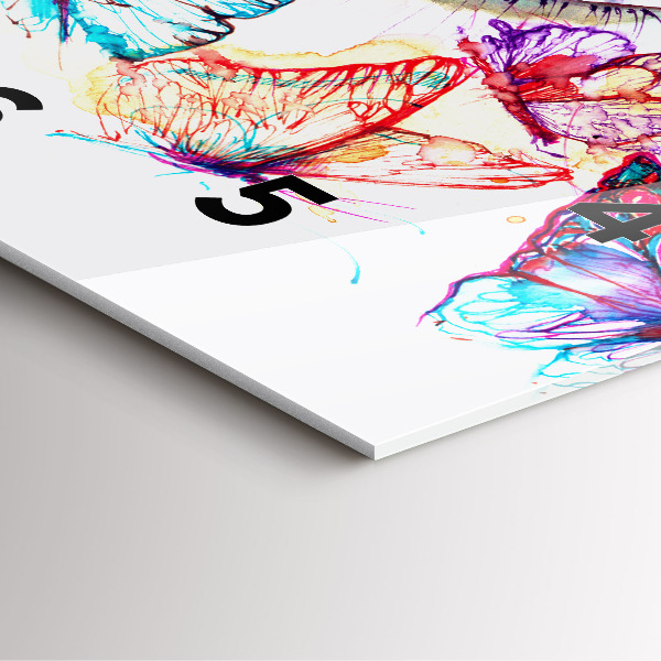 Square glass wall clock Colorful butterfly eye