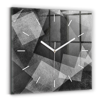 Square glass wall clock Geometric abstraction