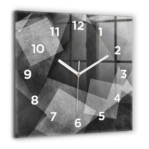Square glass wall clock Geometric abstraction