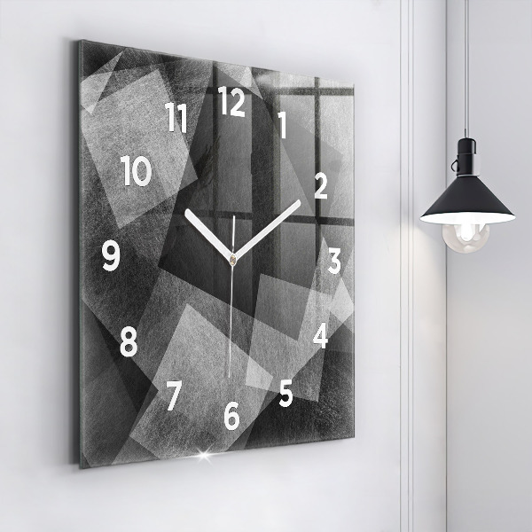 Square glass wall clock Geometric abstraction