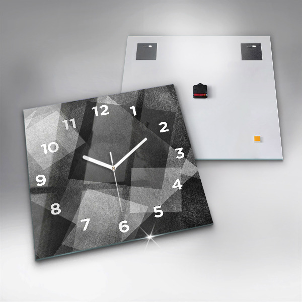 Square glass wall clock Geometric abstraction