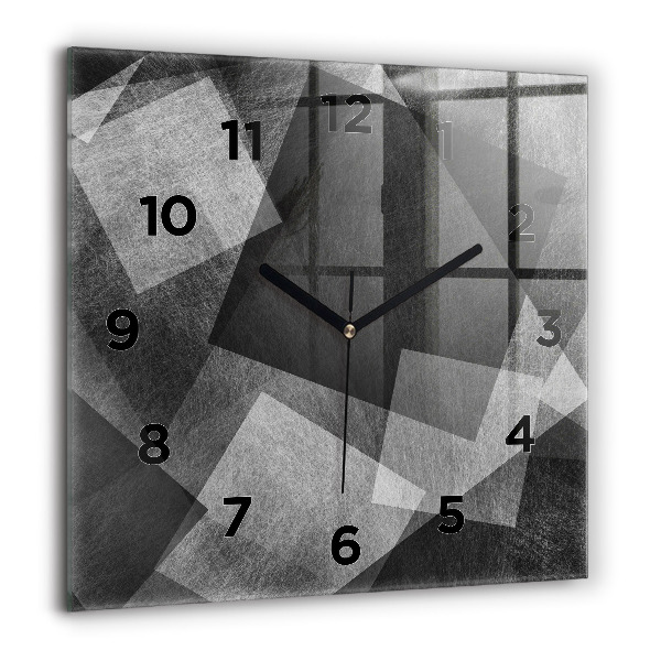 Square glass wall clock Geometric abstraction