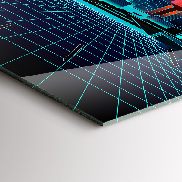 Square glass wall clock Cyberspace city