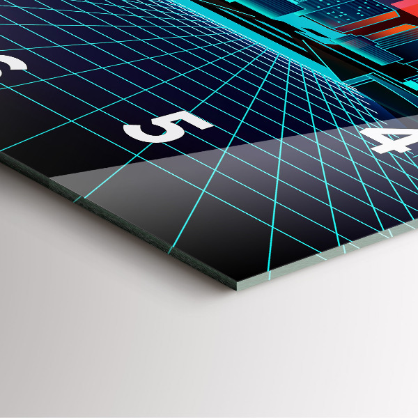 Square glass wall clock Cyberspace city