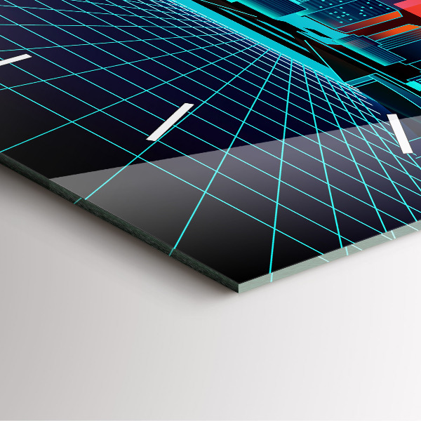 Square glass wall clock Cyberspace city