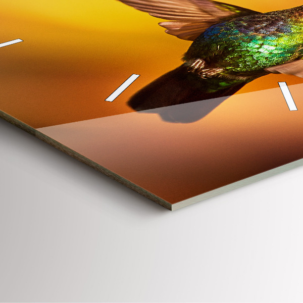 Square glass wall clock Hummingbird bird