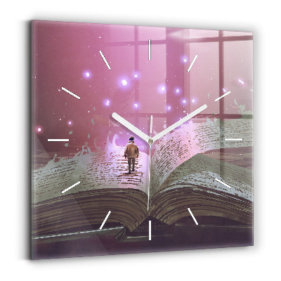 Square glass wall clock Abstraction book