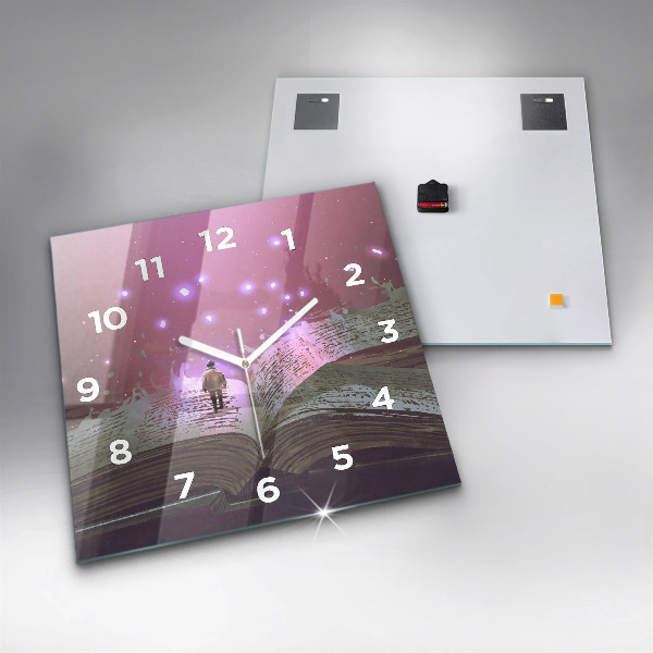 Square glass wall clock Abstraction book