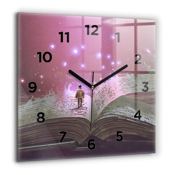 Square glass wall clock Abstraction book