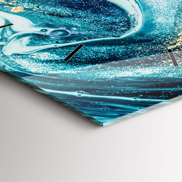 Square glass wall clock Abstract marble