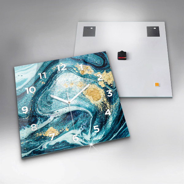 Square glass wall clock Abstract marble