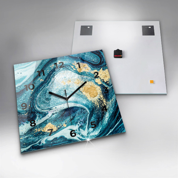 Square glass wall clock Abstract marble