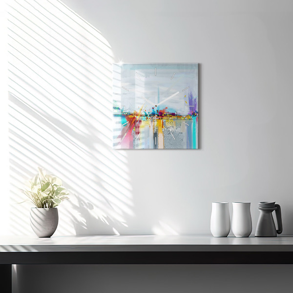 Square glass wall clock Abstract bridge