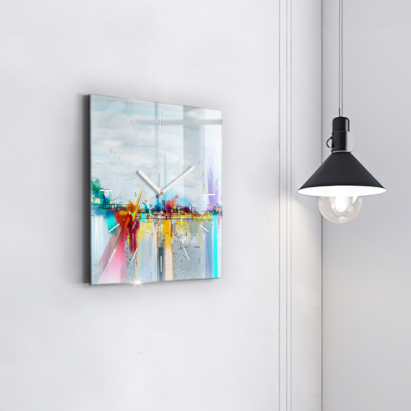 Square glass wall clock Abstract bridge