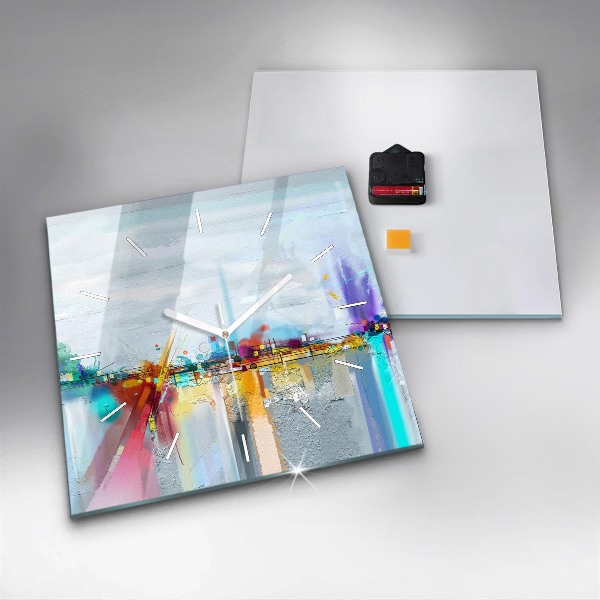 Square glass wall clock Abstract bridge