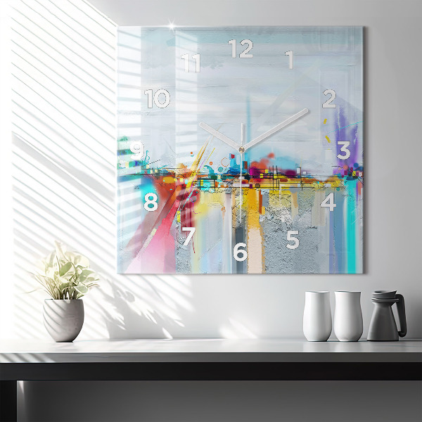 Square glass wall clock Abstract bridge