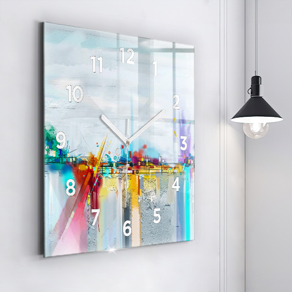 Square glass wall clock Abstract bridge
