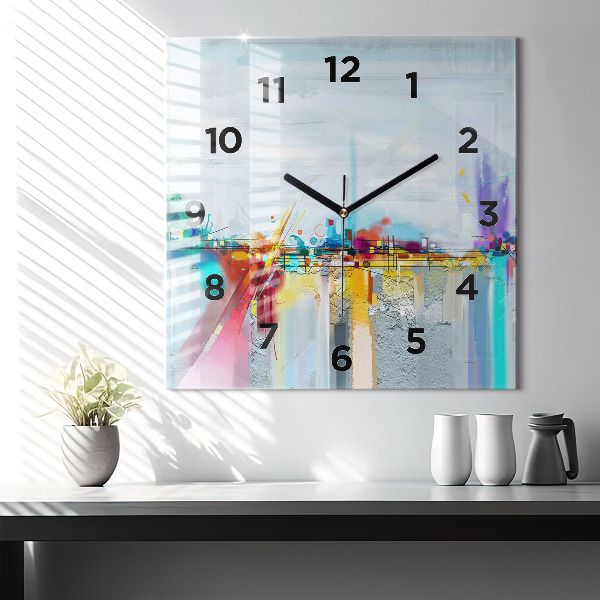 Square glass wall clock Abstract bridge