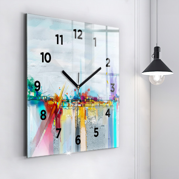 Square glass wall clock Abstract bridge