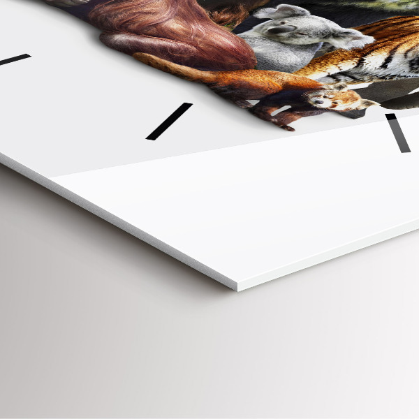 Square glass wall clock Wild animals