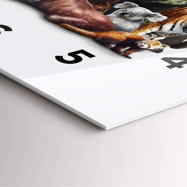 Square glass wall clock Wild animals