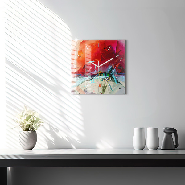 Square glass wall clock Rows of spices