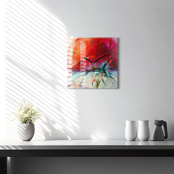 Square glass wall clock Rows of spices