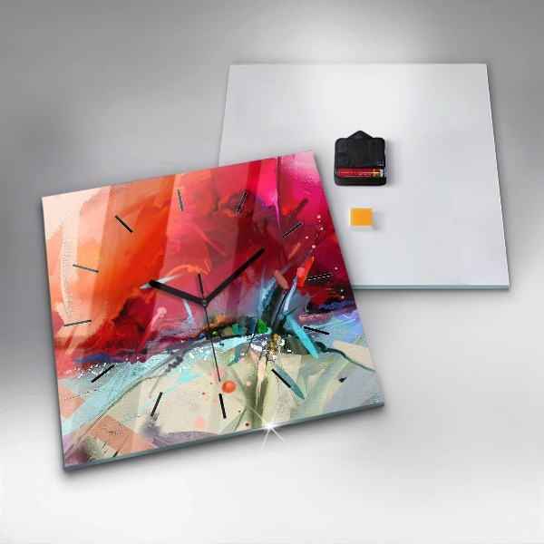 Square glass wall clock Rows of spices