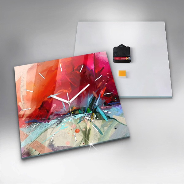 Square glass wall clock Rows of spices