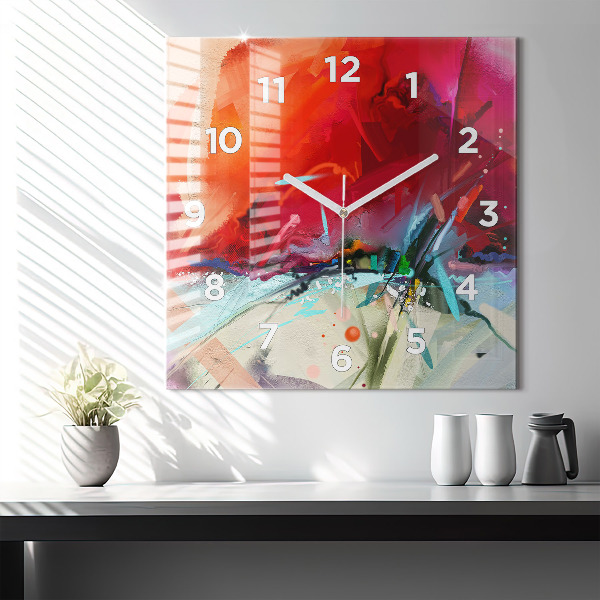 Square glass wall clock Rows of spices