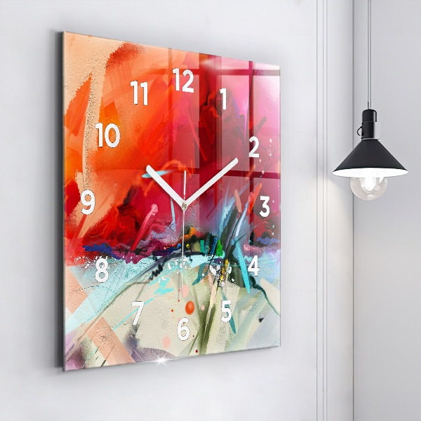 Square glass wall clock Rows of spices