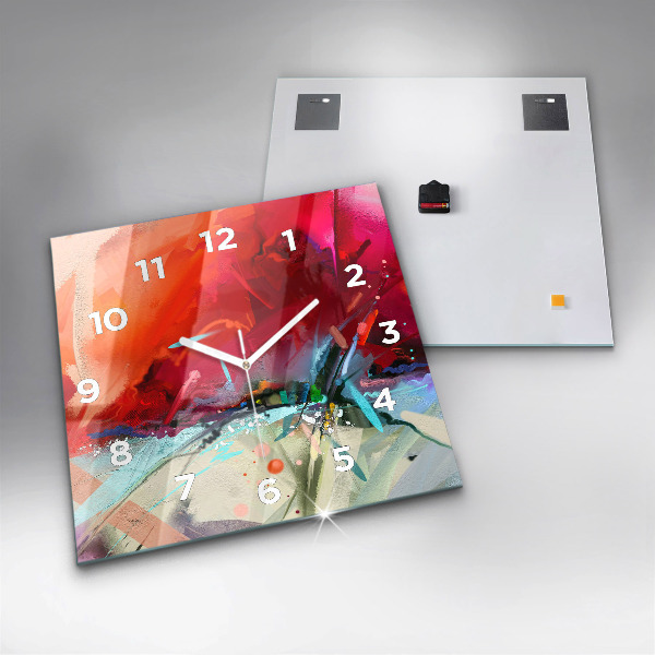 Square glass wall clock Rows of spices