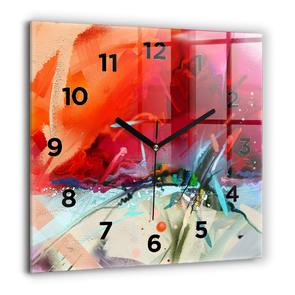 Square glass wall clock Rows of spices