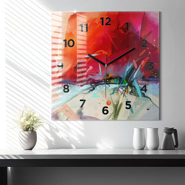Square glass wall clock Rows of spices