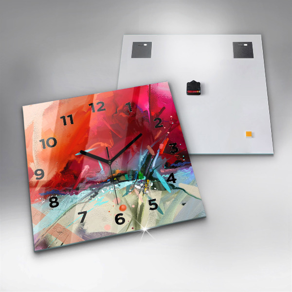 Square glass wall clock Rows of spices