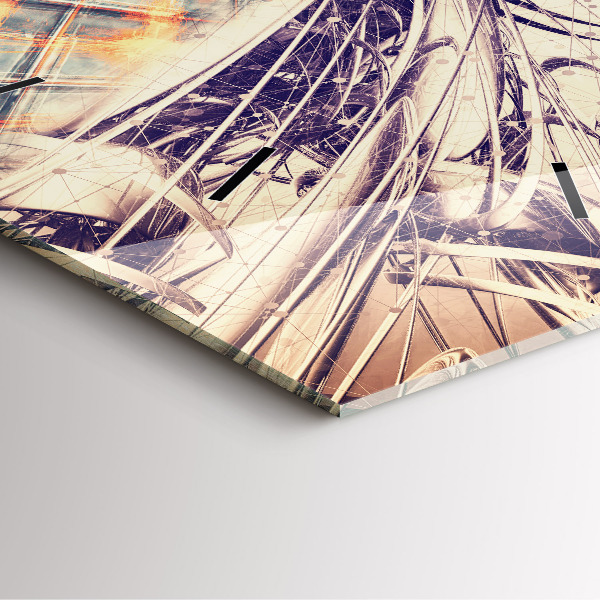 Square glass wall clock Abstract mechanism